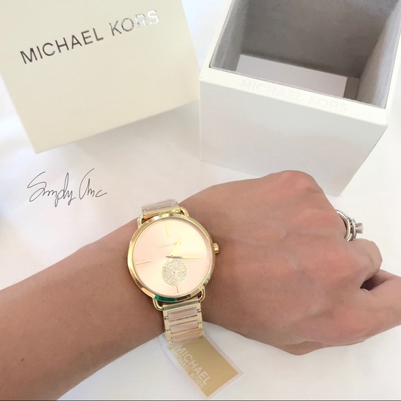 New MK Portia Rose Sunray Dial Two Tone Watch - Picture 7 of 8
